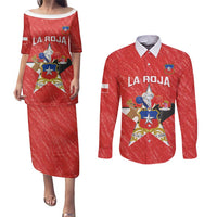 Custom Chile Football Couples Matching Puletasi and Long Sleeve Button Shirt Vamos La Roja