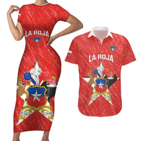 Custom Chile Football Couples Matching Short Sleeve Bodycon Dress and Hawaiian Shirt Vamos La Roja