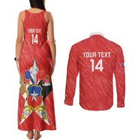 Custom Chile Football Couples Matching Tank Maxi Dress and Long Sleeve Button Shirt Vamos La Roja