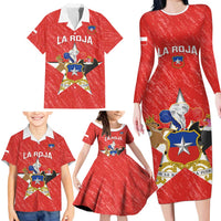 Custom Chile Football Family Matching Long Sleeve Bodycon Dress and Hawaiian Shirt Vamos La Roja