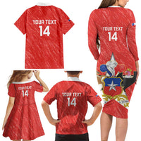 Custom Chile Football Family Matching Long Sleeve Bodycon Dress and Hawaiian Shirt Vamos La Roja