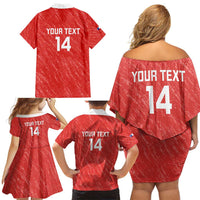 Custom Chile Football Family Matching Off Shoulder Short Dress and Hawaiian Shirt Vamos La Roja