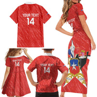 Custom Chile Football Family Matching Short Sleeve Bodycon Dress and Hawaiian Shirt Vamos La Roja