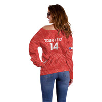 Custom Chile Football Off Shoulder Sweater Vamos La Roja