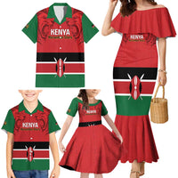 Custom Kenya Football Family Matching Mermaid Dress and Hawaiian Shirt Come On Harambee Stars