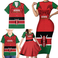 Custom Kenya Football Family Matching Short Sleeve Bodycon Dress and Hawaiian Shirt Come On Harambee Stars
