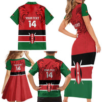 Custom Kenya Football Family Matching Short Sleeve Bodycon Dress and Hawaiian Shirt Come On Harambee Stars