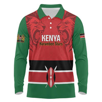 Custom Kenya Football Long Sleeve Polo Shirt Come On Harambee Stars
