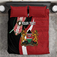 Custom Kenya Football Bedding Set Maasai Shield Coat Of Arms Style