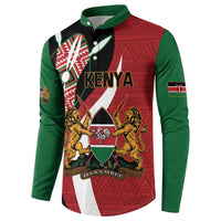 Custom Kenya Football Button Sweatshirt Maasai Shield Coat Of Arms Style