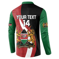 Custom Kenya Football Button Sweatshirt Maasai Shield Coat Of Arms Style
