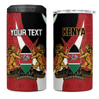 Custom Kenya Football 4 in 1 Can Cooler Tumbler Maasai Shield Coat Of Arms Style