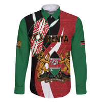 Custom Kenya Football Family Matching Long Sleeve Bodycon Dress and Hawaiian Shirt Maasai Shield Coat Of Arms Style