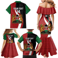 Custom Kenya Football Family Matching Mermaid Dress and Hawaiian Shirt Maasai Shield Coat Of Arms Style