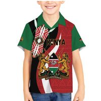 Custom Kenya Football Family Matching Mermaid Dress and Hawaiian Shirt Maasai Shield Coat Of Arms Style