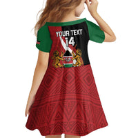 Custom Kenya Football Family Matching Off The Shoulder Long Sleeve Dress and Hawaiian Shirt Maasai Shield Coat Of Arms Style