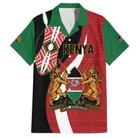 Custom Kenya Football Family Matching Short Sleeve Bodycon Dress and Hawaiian Shirt Maasai Shield Coat Of Arms Style