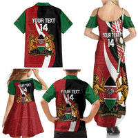 Custom Kenya Football Family Matching Summer Maxi Dress and Hawaiian Shirt Maasai Shield Coat Of Arms Style