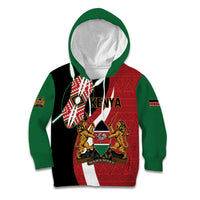 Custom Kenya Football Kid Hoodie Maasai Shield Coat Of Arms Style