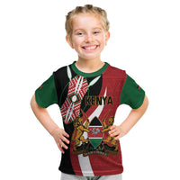 Custom Kenya Football Kid T Shirt Maasai Shield Coat Of Arms Style