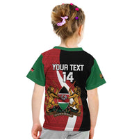 Custom Kenya Football Kid T Shirt Maasai Shield Coat Of Arms Style