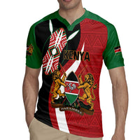 Custom Kenya Football Rugby Jersey Maasai Shield Coat Of Arms Style