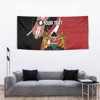 Custom Kenya Football Tapestry Maasai Shield Coat Of Arms Style