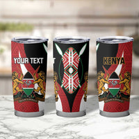 Custom Kenya Football Tumbler Cup Maasai Shield Coat Of Arms Style
