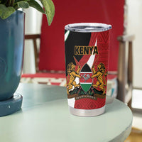 Custom Kenya Football Tumbler Cup Maasai Shield Coat Of Arms Style
