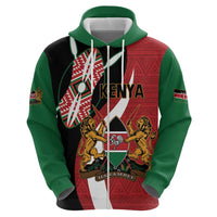 Custom Kenya Football Zip Hoodie Maasai Shield Coat Of Arms Style