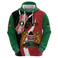 Custom Kenya Football Zip Hoodie Maasai Shield Coat Of Arms Style