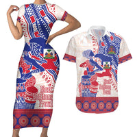 Afro-Haitians Proud Couples Matching Short Sleeve Bodycon Dress and Hawaiian Shirt Haiti Coat Of Arms Dashiki