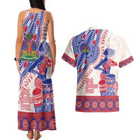 Afro-Haitians Proud Couples Matching Tank Maxi Dress and Hawaiian Shirt Haiti Coat Of Arms Dashiki