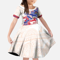Afro-Haitians Proud Family Matching Off The Shoulder Long Sleeve Dress and Hawaiian Shirt Haiti Coat Of Arms Dashiki