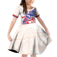 Afro-Haitians Proud Family Matching Off Shoulder Short Dress and Hawaiian Shirt Haiti Coat Of Arms Dashiki