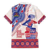 Afro-Haitians Proud Family Matching Off Shoulder Short Dress and Hawaiian Shirt Haiti Coat Of Arms Dashiki