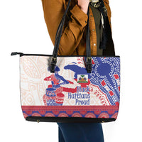 Afro-Haitians Proud Leather Tote Bag Haiti Coat Of Arms Dashiki