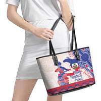 Afro-Haitians Proud Leather Tote Bag Haiti Coat Of Arms Dashiki