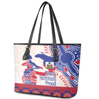 Afro-Haitians Proud Leather Tote Bag Haiti Coat Of Arms Dashiki