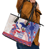 Afro-Haitians Proud Leather Tote Bag Haiti Coat Of Arms Dashiki