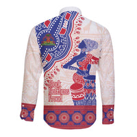 Afro-Haitians Proud Long Sleeve Button Shirt Haiti Coat Of Arms Dashiki