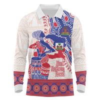 Afro-Haitians Proud Long Sleeve Polo Shirt Haiti Coat Of Arms Dashiki