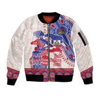 Afro-Haitians Proud Sleeve Zip Bomber Jacket Haiti Coat Of Arms Dashiki