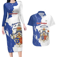 Personalised Saint-Domingue Couples Matching Long Sleeve Bodycon Dress and Hawaiian Shirt Coat Of Arms Grunge Style