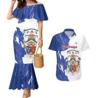 Personalised Saint-Domingue Couples Matching Mermaid Dress and Hawaiian Shirt Coat Of Arms Grunge Style
