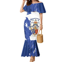 Personalised Saint-Domingue Family Matching Mermaid Dress and Hawaiian Shirt Coat Of Arms Grunge Style