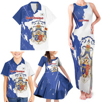 Personalised Saint-Domingue Family Matching Tank Maxi Dress and Hawaiian Shirt Coat Of Arms Grunge Style