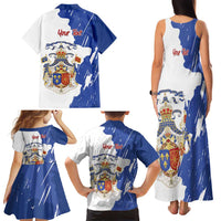 Personalised Saint-Domingue Family Matching Tank Maxi Dress and Hawaiian Shirt Coat Of Arms Grunge Style