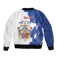 Personalised Saint-Domingue Sleeve Zip Bomber Jacket Coat Of Arms Grunge Style