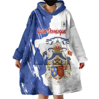 Personalised Saint-Domingue Wearable Blanket Hoodie Coat Of Arms Grunge Style